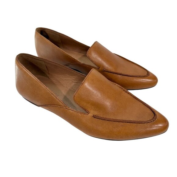 Madewell Leather Loafers Pointed Toe Flats Shoes Tan Preppy Office Womens 6.5 - Picture 1 of 12